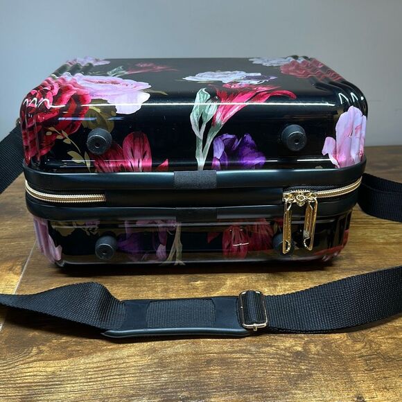 Triforce Avignon Collection Black Floral Hard Beauty Case Organizer - Picture 7 of 13
